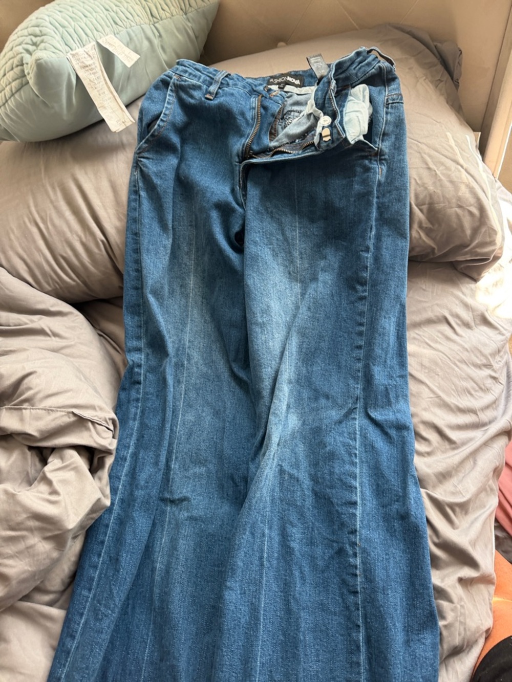 Fashion Nova High Rise Wide Leg Jeans - Blue Denim